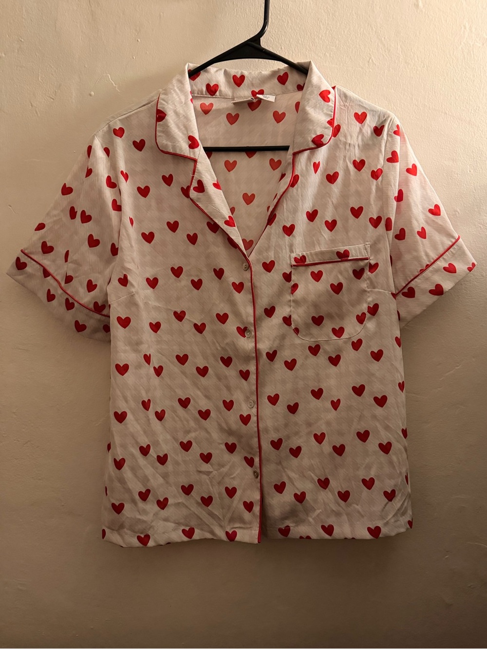 button down heart pajama top